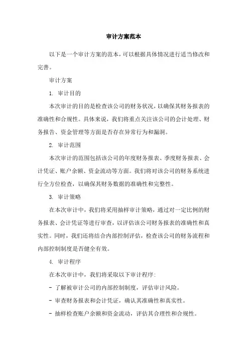 审计方案范本