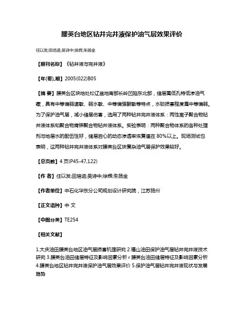 腰英台地区钻井完井液保护油气层效果评价