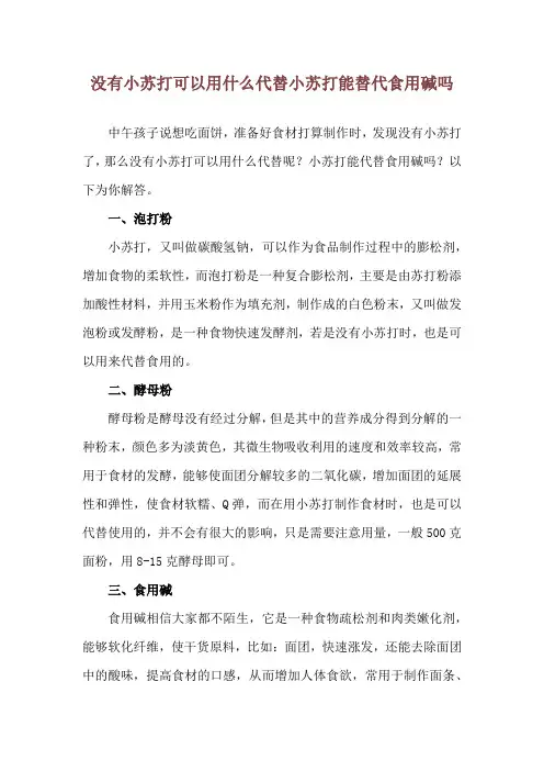 没有小苏打可以用什么代替 小苏打能替代食用碱吗