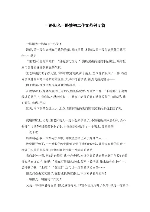 一路阳光一路情初二作文范例5篇