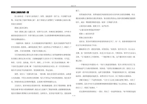 孤独之旅读后感5篇