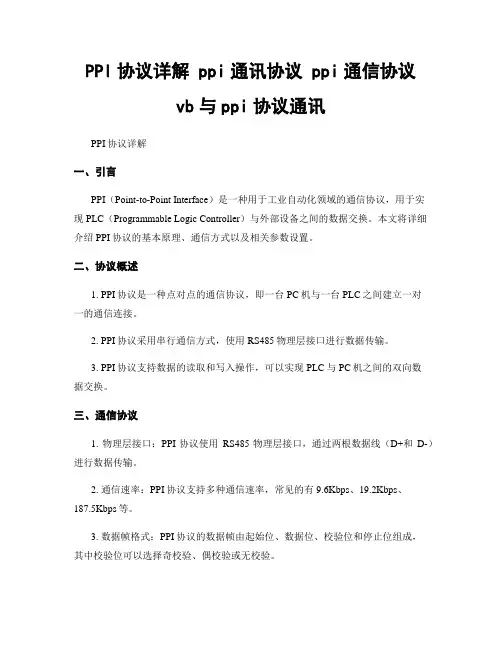 PPI协议详解 ppi通讯协议 ppi通信协议 vb与ppi协议通讯