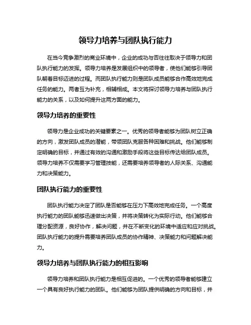领导力培养与团队执行能力