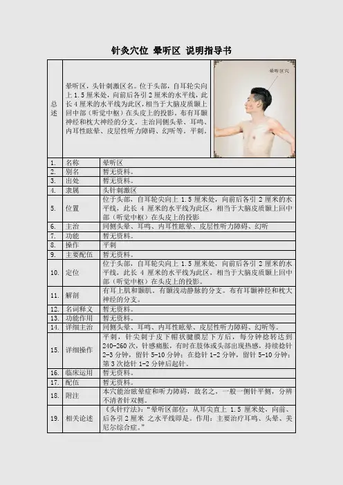 针灸穴位 晕听区 说明指导书
