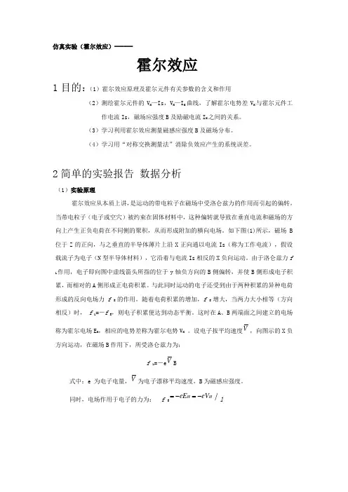 一霍尔效应 仿真实验
