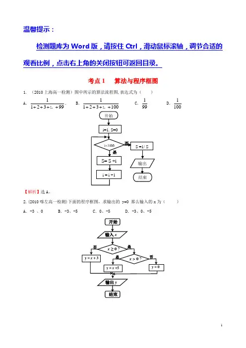 考点1   算法与程序框图