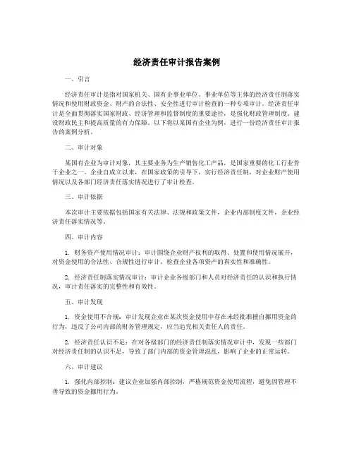经济责任审计报告案例