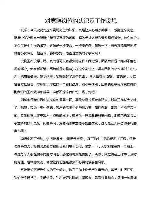 对竞聘岗位的认识及工作设想