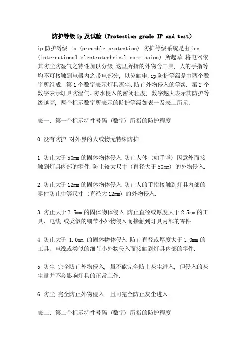 防护等级ip及试验（ProtectiongradeIPandtest）