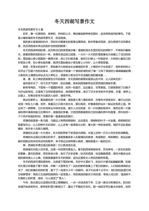 冬天西湖写景作文6篇