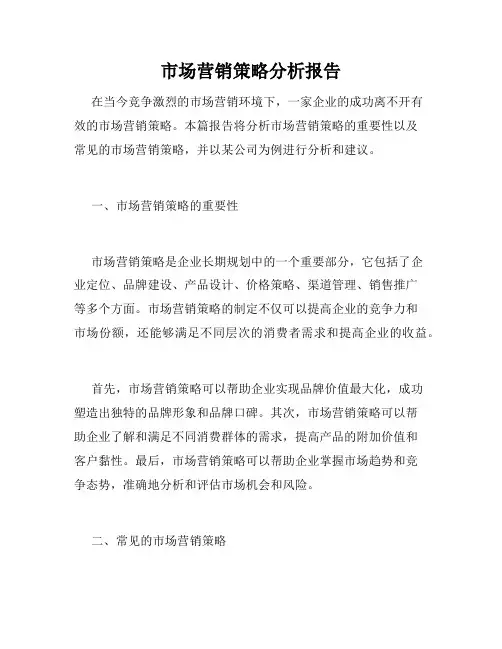 市场营销策略分析报告