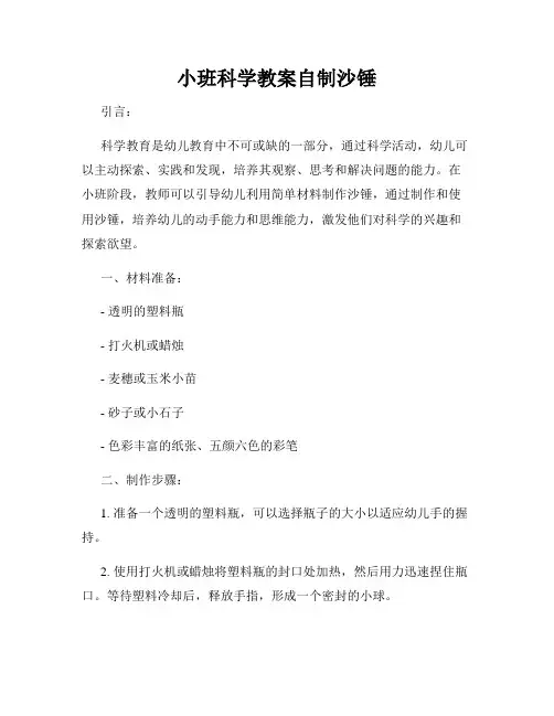 小班科学教案自制沙锤