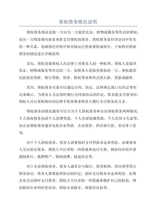债权债务情况说明
