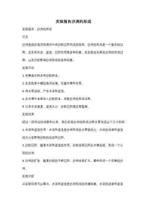 实验报告沙洲的形成