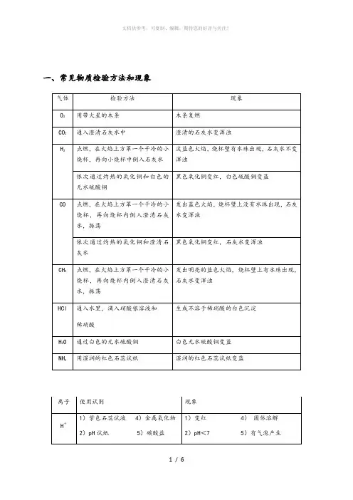初中化学推理题(习题与答案)