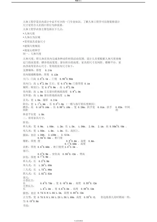 人体工程学常用人体尺寸