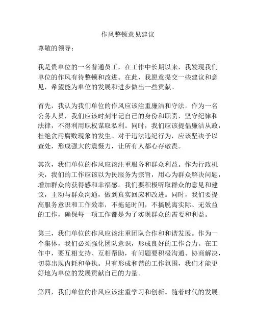 作风整顿意见建议