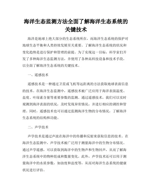 海洋生态监测方法全面了解海洋生态系统的关键技术