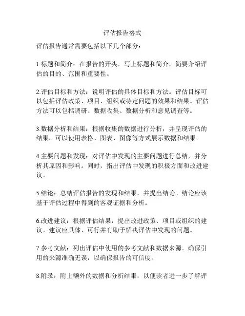 评估报告格式