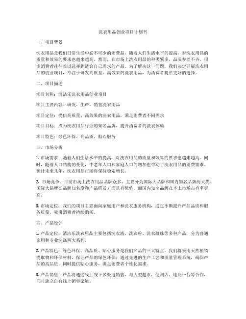 洗衣用品创业项目计划书