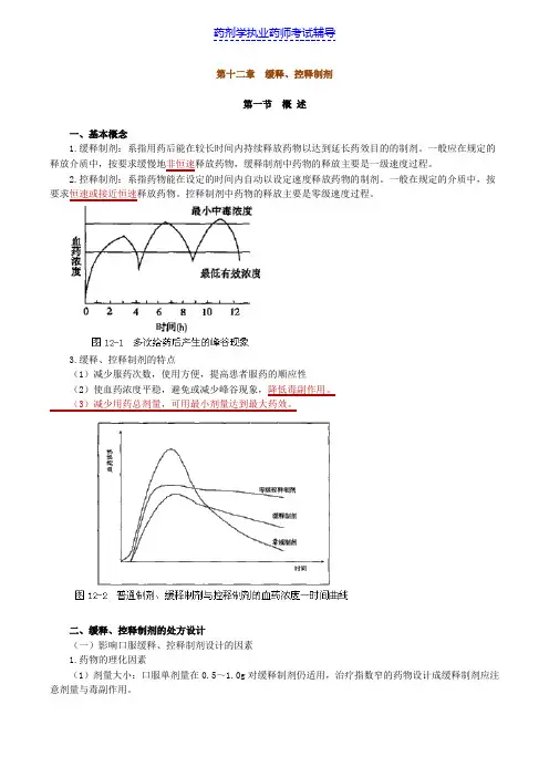 药剂学第十二章 缓释、控释制剂