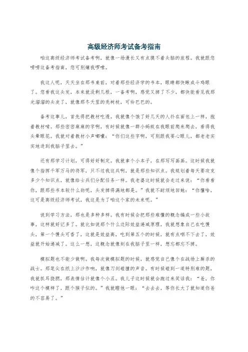 高级经济师考试备考指南