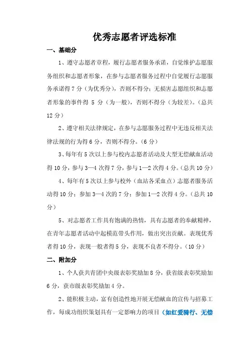 优秀志愿者评选标准