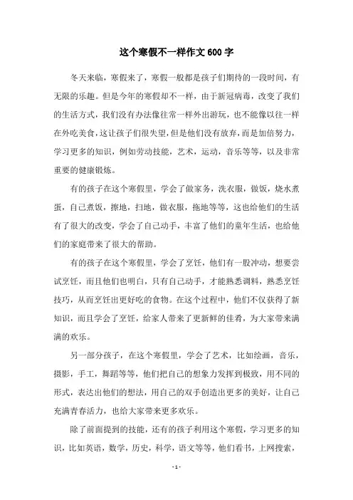 这个寒假不一样作文600字