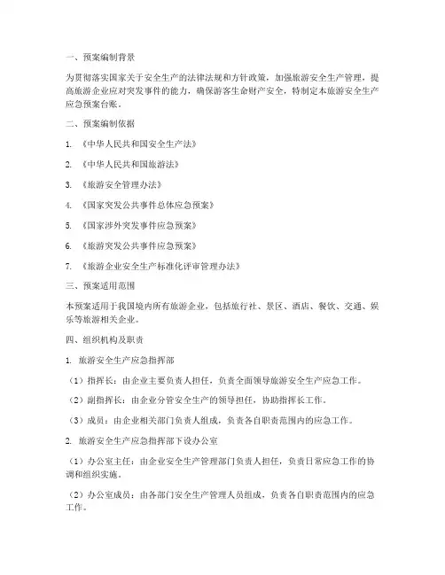 旅游安全生产应急预案台账