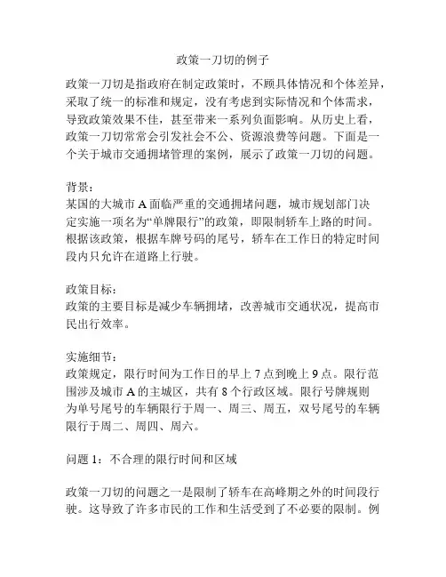 政策一刀切的例子