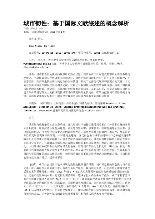 城市韧性：基于国际文献综述的概念解析