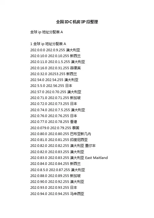 全国IDC机房IP段整理