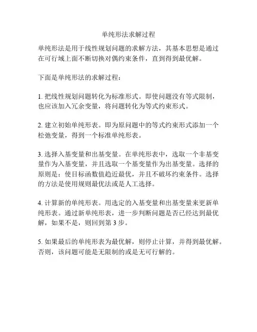 单纯形法求解过程