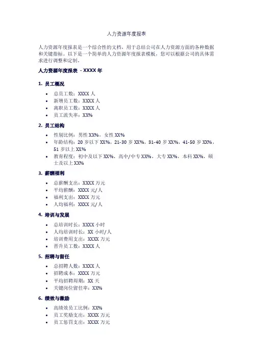 人力资源年度报表