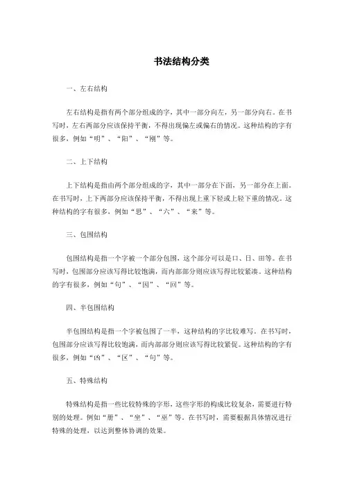 书法结构分类