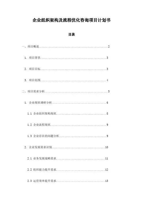 企业组织架构及流程优化咨询项目计划书
