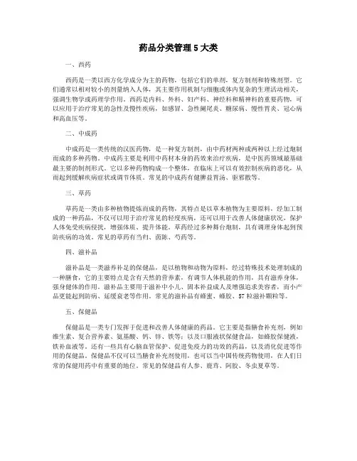 药品分类管理5大类