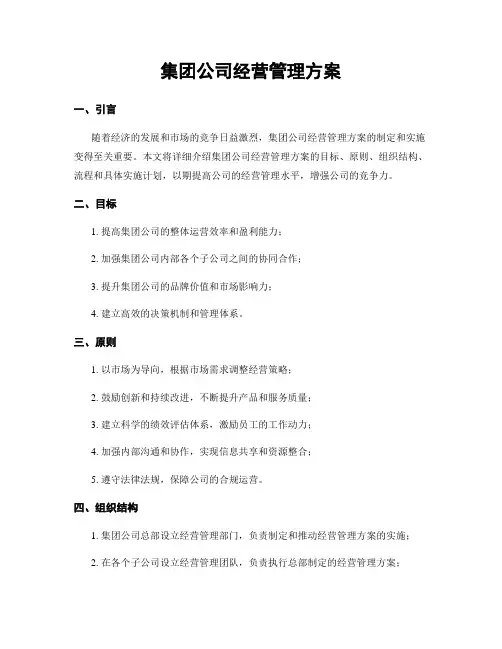 集团公司经营管理方案