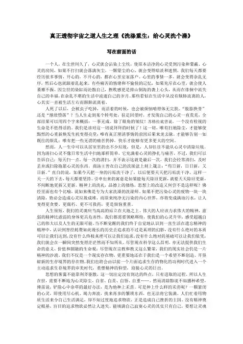 真正透彻宇宙之道人生之理《洗涤重生：给心灵洗个澡》