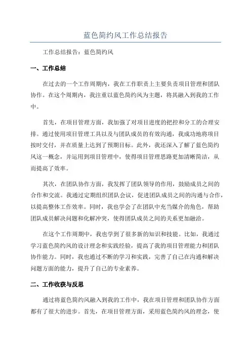 蓝色简约风工作总结报告