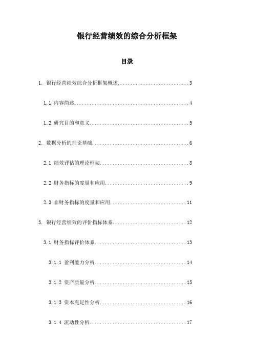 银行经营绩效的综合分析框架