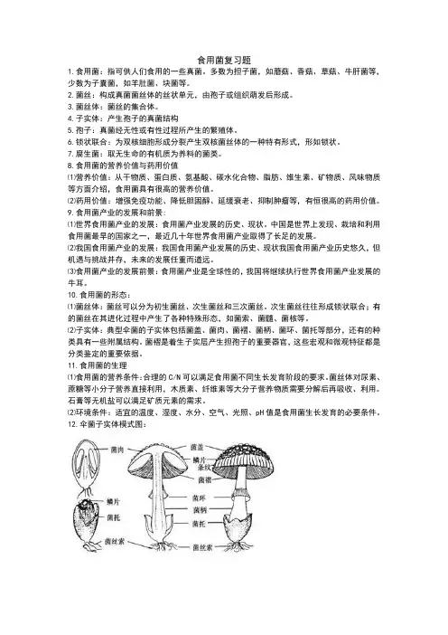 食用菌复习题