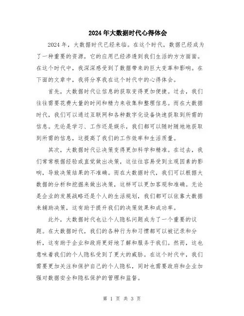 2024年大数据时代心得体会