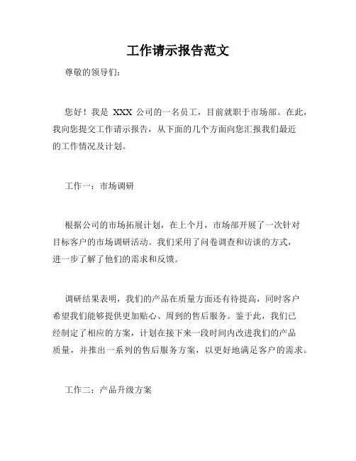工作请示报告范文