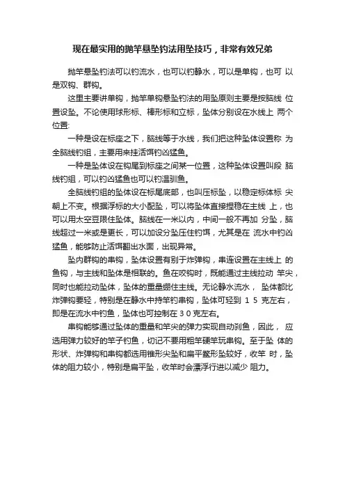 现在最实用的抛竿悬坠钓法用坠技巧，非常有效兄弟