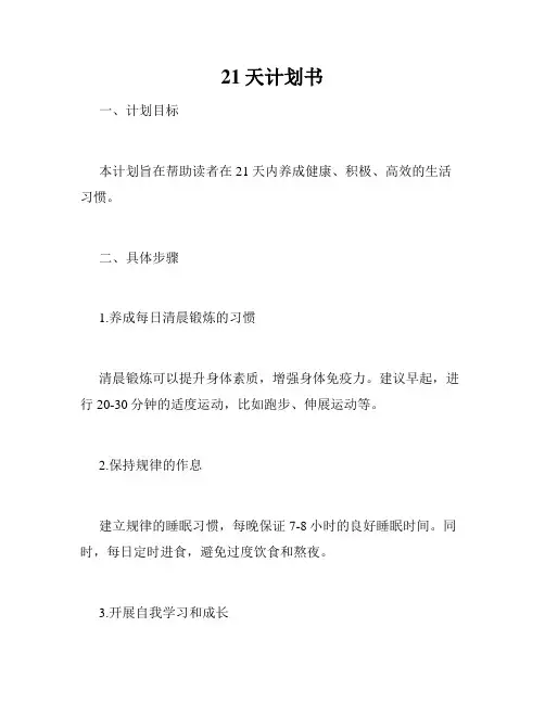 21天计划书