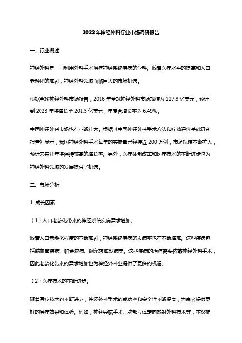 2023年神经外科行业市场调研报告
