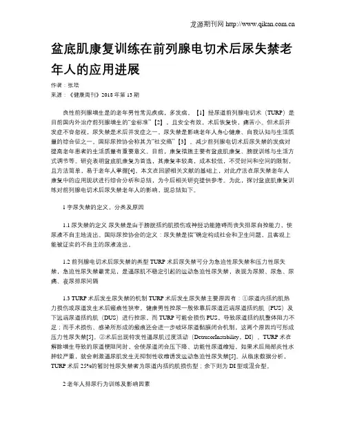 盆底肌康复训练在前列腺电切术后尿失禁老年人的应用进展