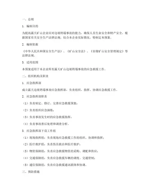 露天边坡坍塌事故专项预案