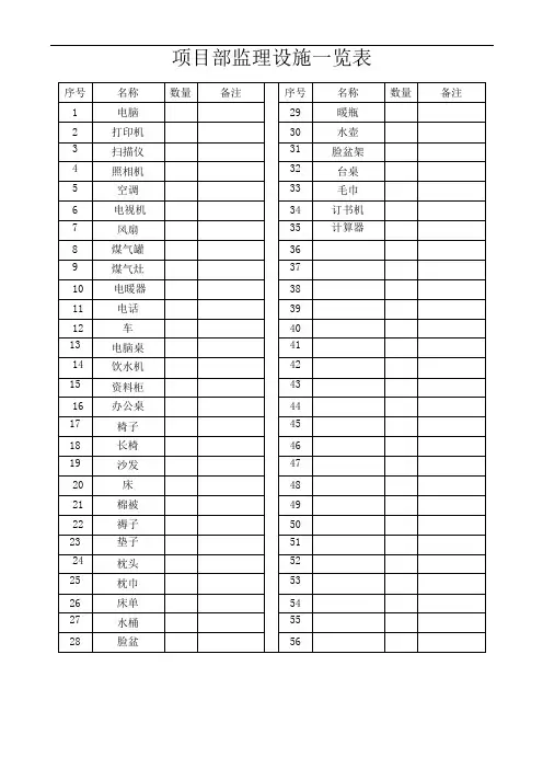 监理设施一览表